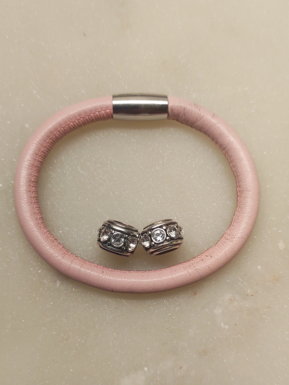 Brighton Woodstock Charm Bracelet Blush Pink With Glam Crystal Spacer Beads - Picture 4 of 11